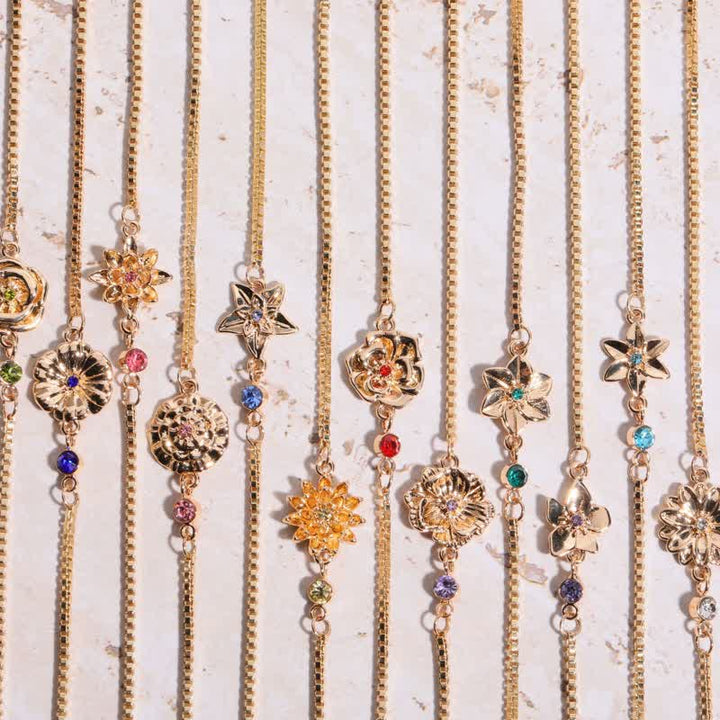 Olivenorma Gold Plated Copper Birth Flower Zircon Bracelet