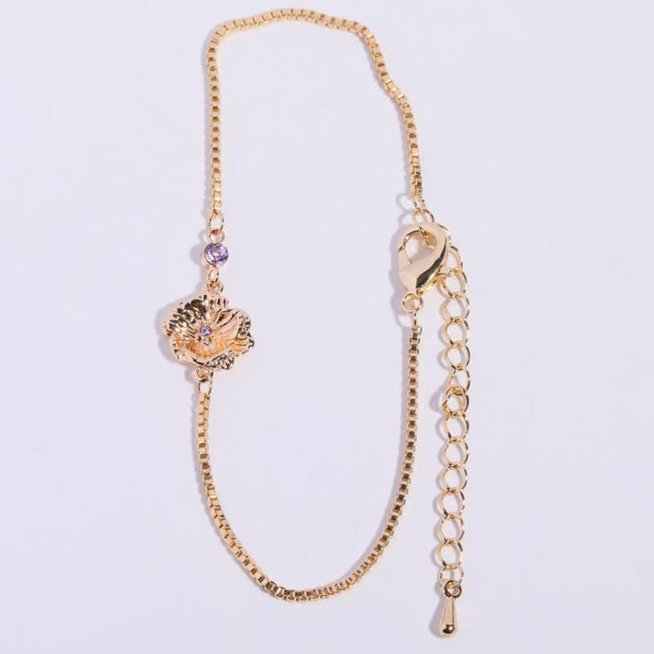Olivenorma Gold Plated Copper Birth Flower Zircon Bracelet