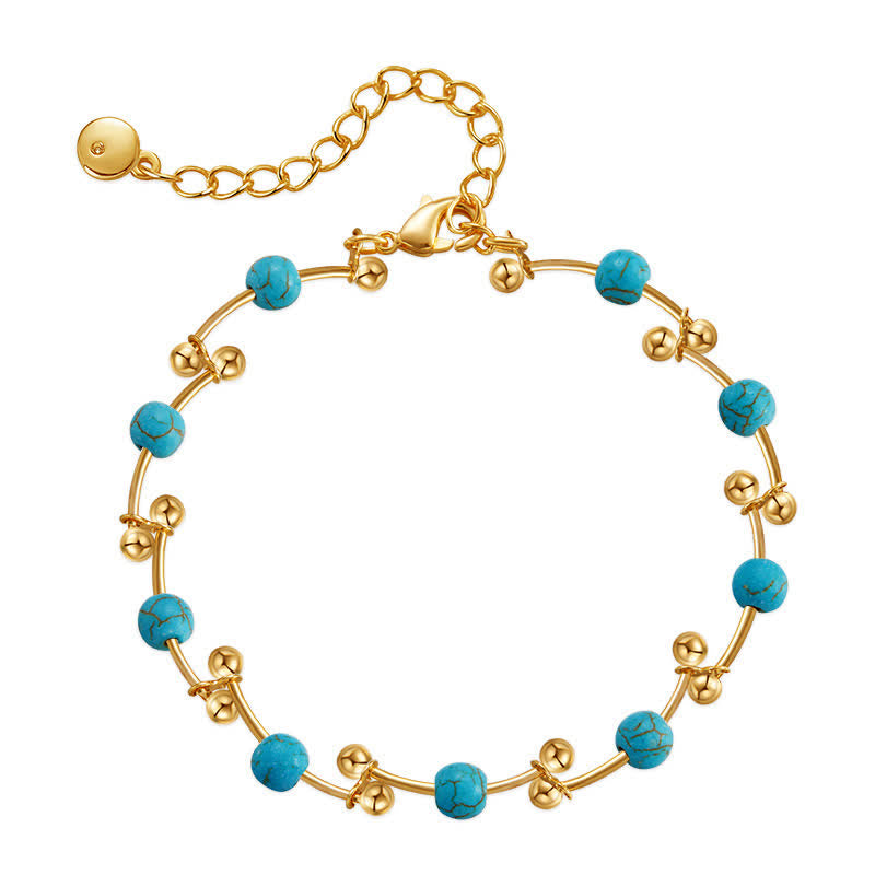 Olivenorma Turquoise Freshwater Pearl Golden Ball Copper Tube Bracelet