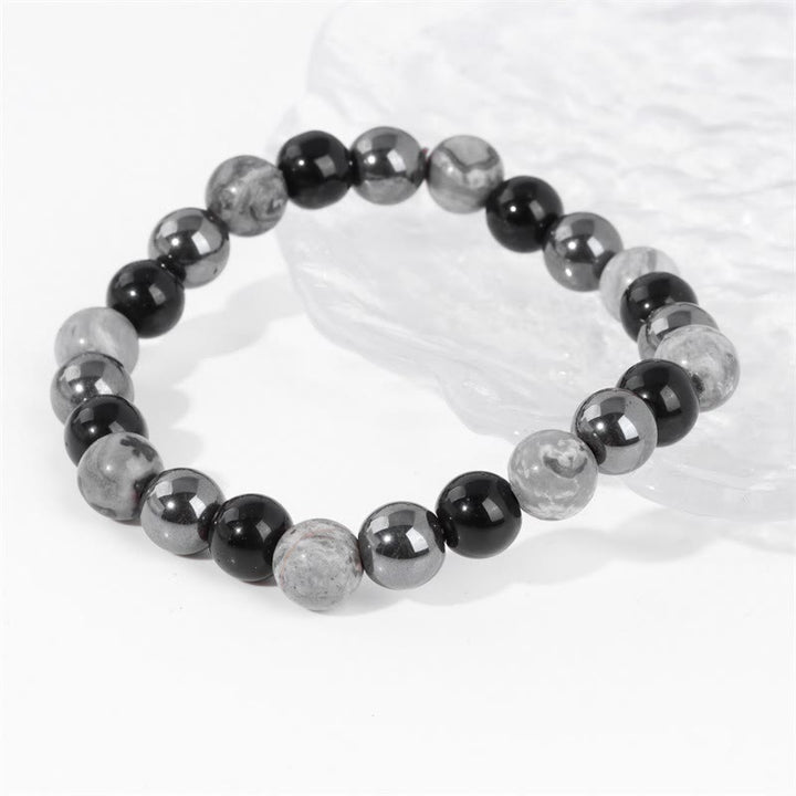 Olivenorma "Peace Mood" Black Onyx & Map Stone Vintage Bracelet