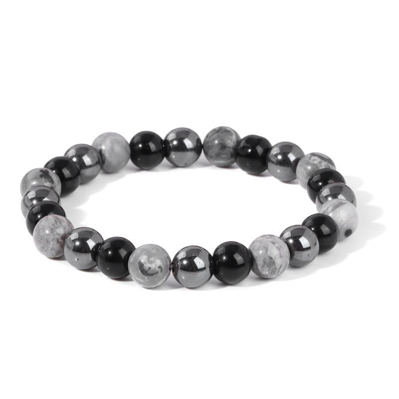 Olivenorma "Peace Mood" Black Onyx & Map Stone Vintage Bracelet