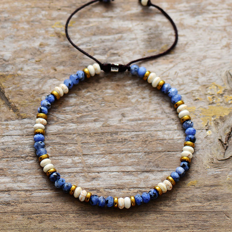 Olivenorma Vibrant Sodalite Turquoise Beads Braided Bracelet