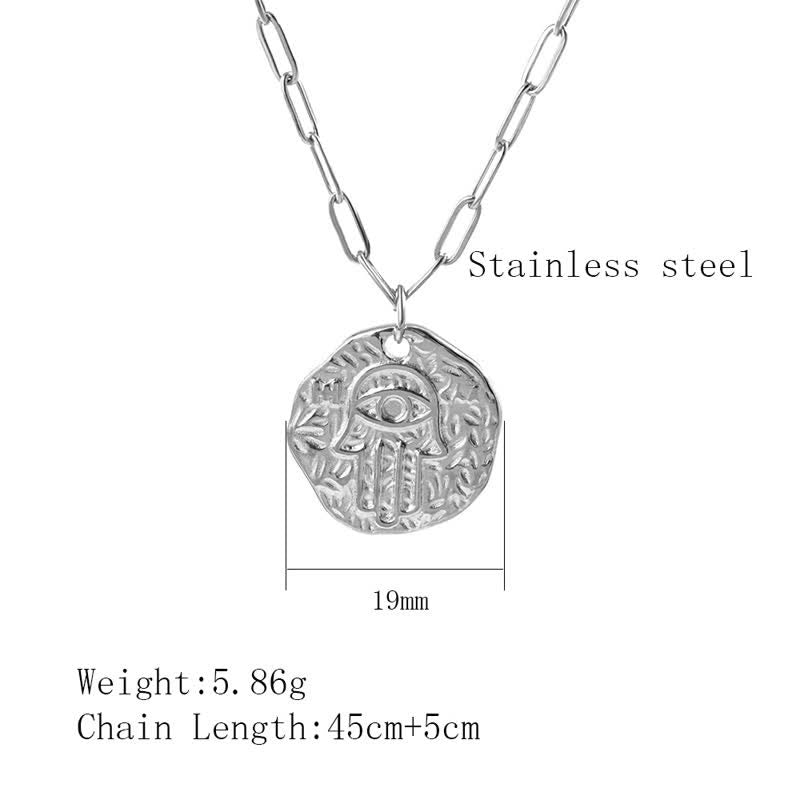 Olivenorma Hamsa Evil Eye Titanium Steel Necklace