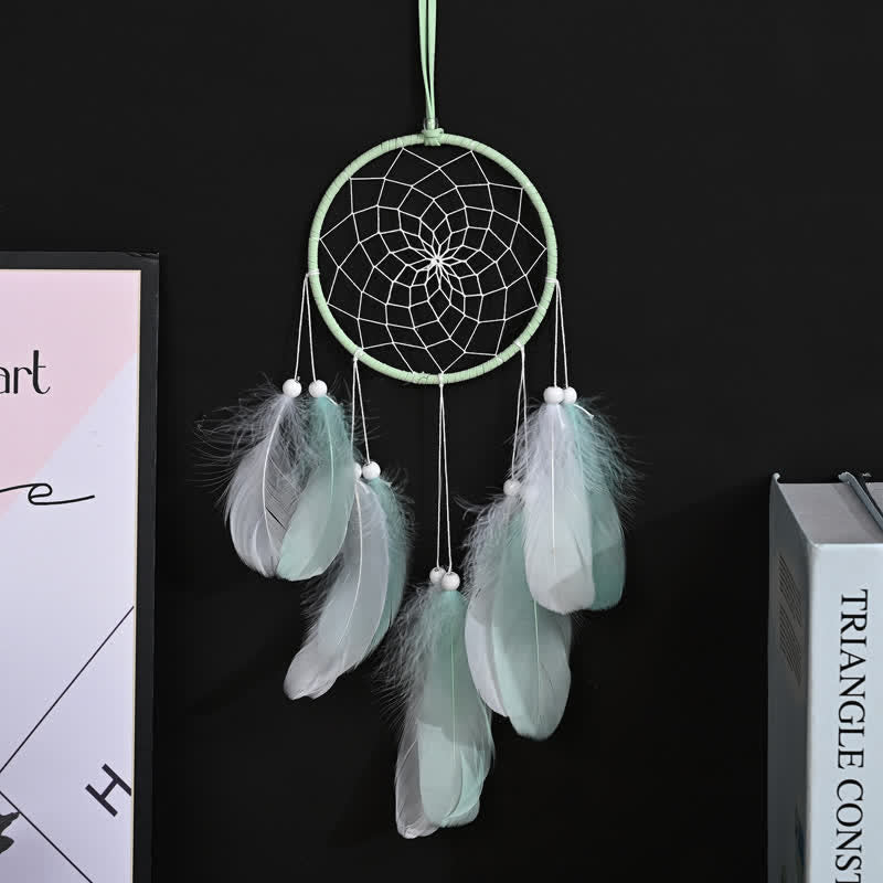 Olivenorma Handwoven Feather Pendant Pink Color Dream Catcher