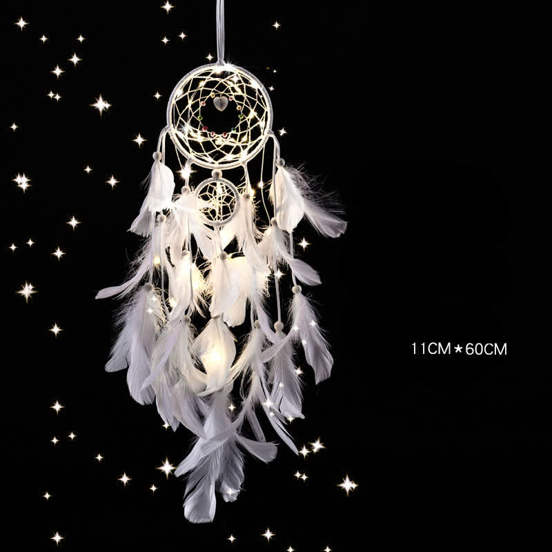 Olivenorma "Three Lives Three Worlds" HandWoven Feather Dream Catcher - White - image 2