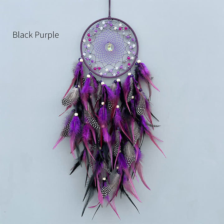 Olivenorma Handwoven Beaded Agate Feather Dream Catcher