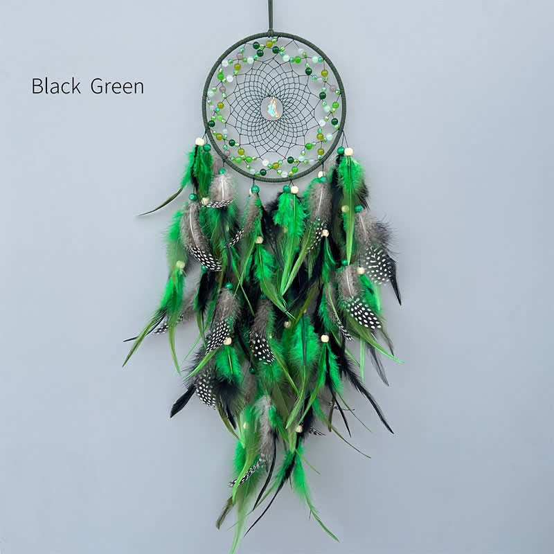 Olivenorma Handwoven Beaded Agate Feather Dream Catcher