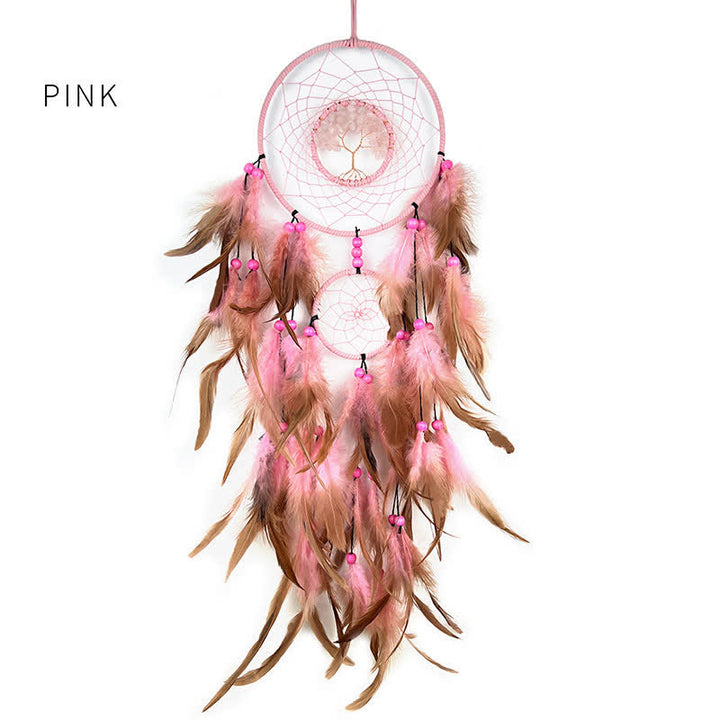 Olivenorma Seven Colors Crystal Beads Feather Dream Catcher