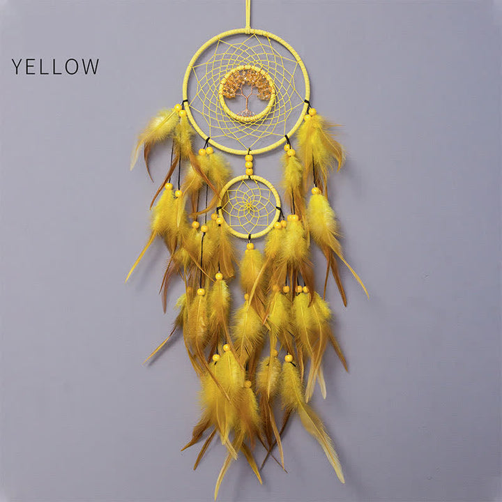 Olivenorma Seven Colors Crystal Beads Feather Dream Catcher