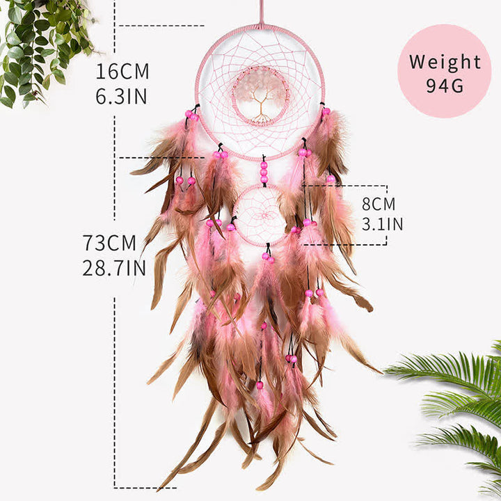 Olivenorma Seven Colors Crystal Beads Feather Dream Catcher