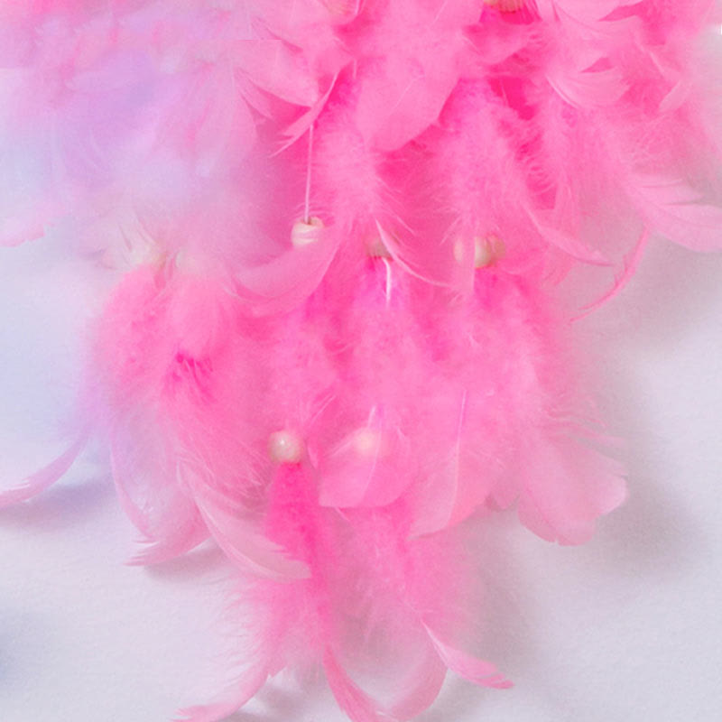 Olivenorma "Ten Miles of Peach Blossoms" Pink Feather Dream Catcher