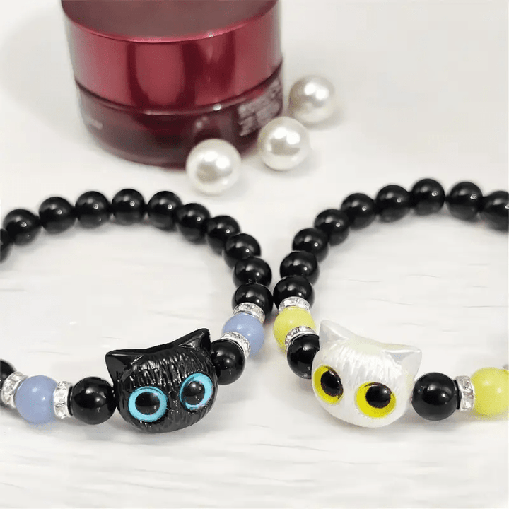 Olivenorma 1pcs Luminous Cute Cat Design Pendant Beaded Bracelet