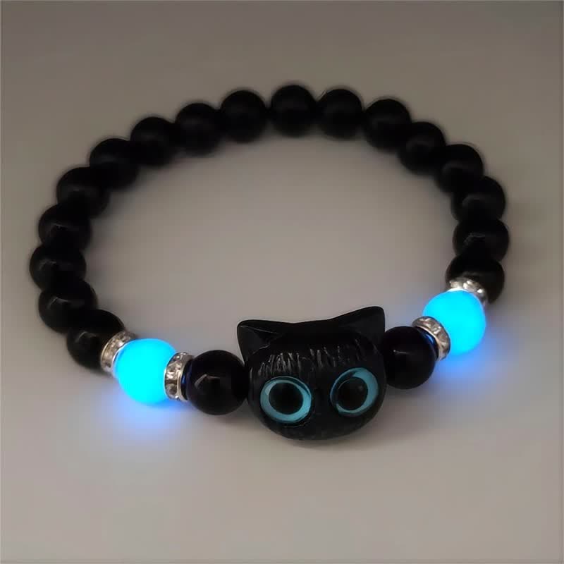 Olivenorma 1pcs Luminous Cute Cat Design Pendant Beaded Bracelet