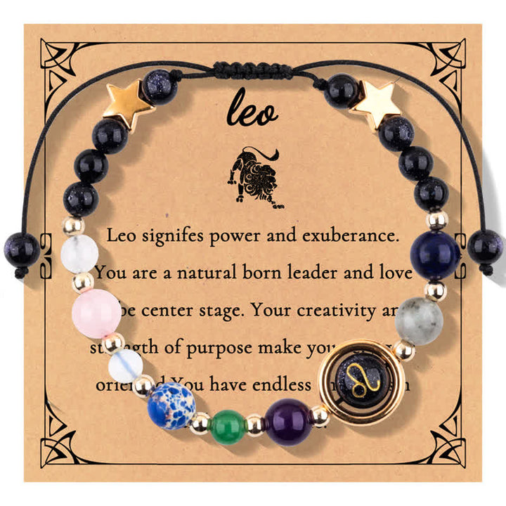 Olivenorma Blue Sandstone Natural Stone Beaded Zodiac Bracelet