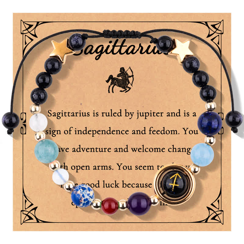 Olivenorma Blue Sandstone Natural Stone Beaded Zodiac Bracelet