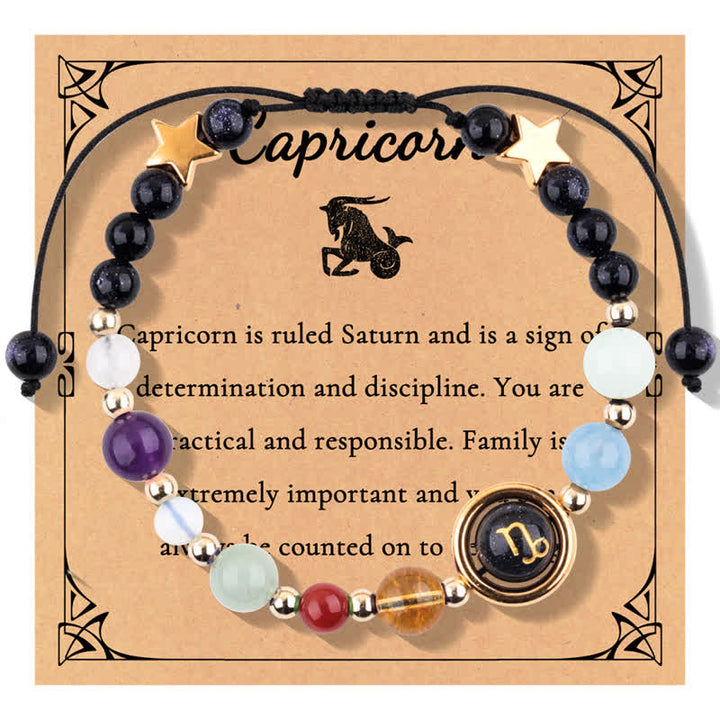 Olivenorma Blue Sandstone Natural Stone Beaded Zodiac Bracelet