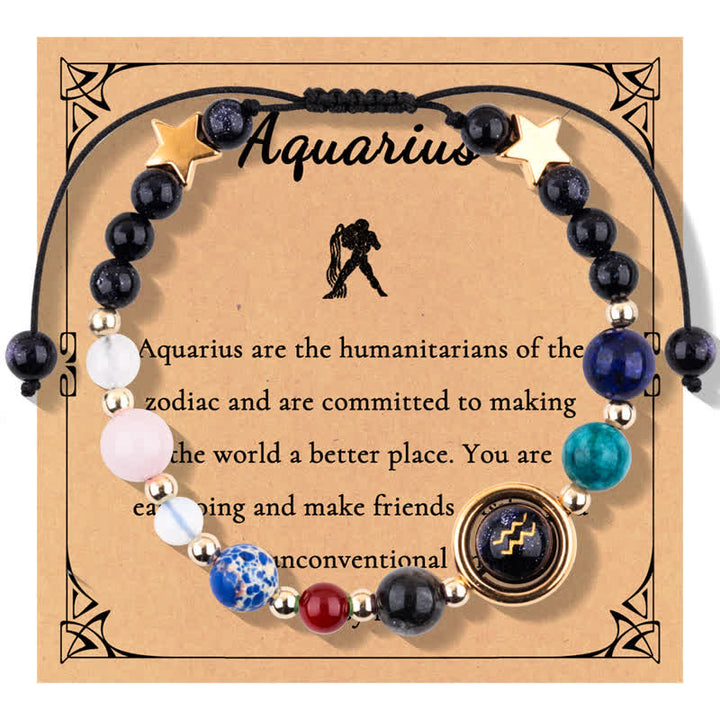 Olivenorma Blue Sandstone Natural Stone Beaded Zodiac Bracelet