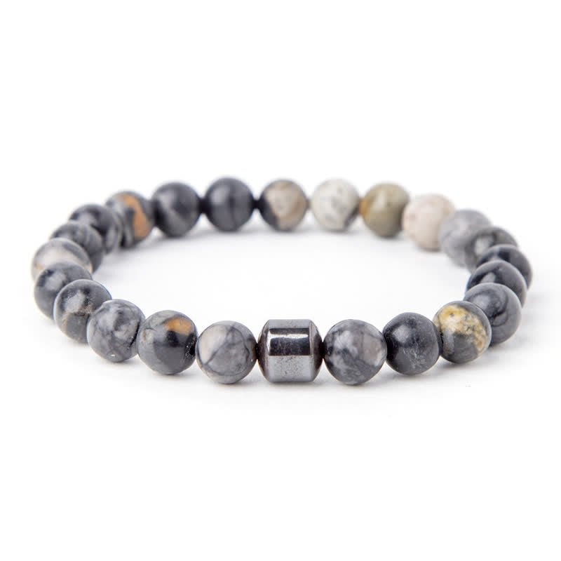 Olivenorma 8mm Natural Stone Magnet Beaded Bracelet