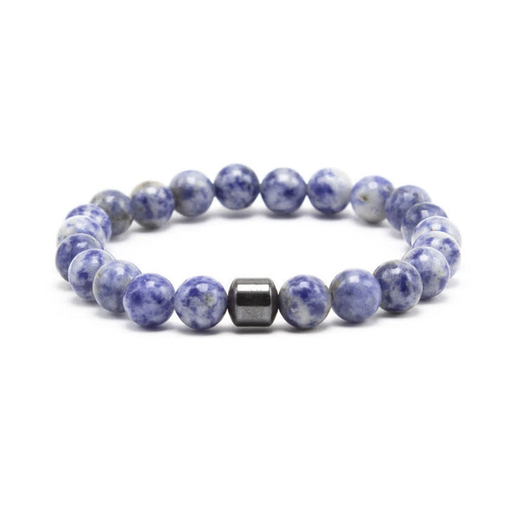 Olivenorma 8mm Natural Stone Magnet Beaded Bracelet - Blue Spot Jasper - image 25
