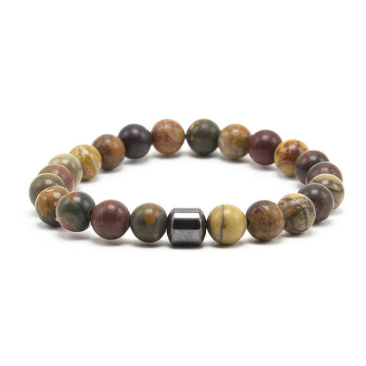 Olivenorma 8mm Natural Stone Magnet Beaded Bracelet