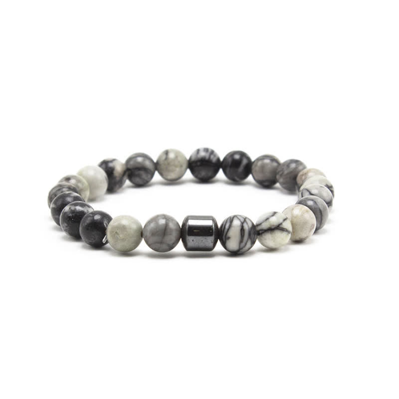 Olivenorma 8mm Natural Stone Magnet Beaded Bracelet