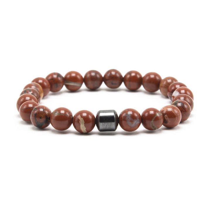 Olivenorma 8mm Natural Stone Magnet Beaded Bracelet - Red Jasper - image 2