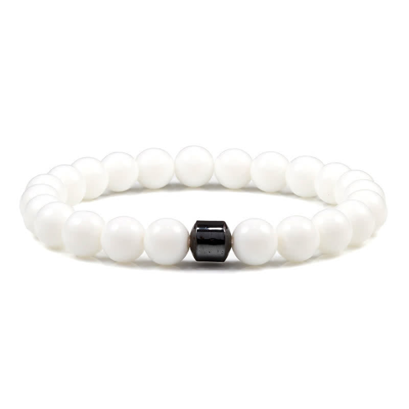 Olivenorma 8mm Natural Stone Magnet Beaded Bracelet - White Jade - image 17