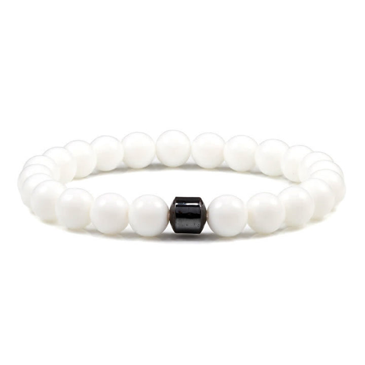 Olivenorma 8mm Natural Stone Magnet Beaded Bracelet - White Jade - image 17