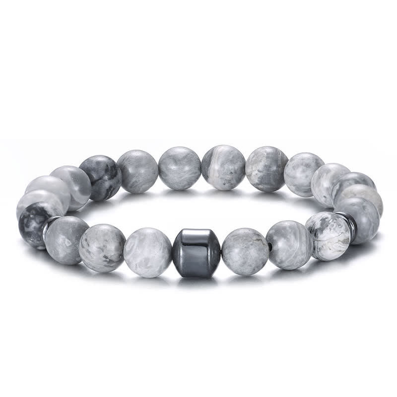 Olivenorma 8mm Natural Stone Magnet Beaded Bracelet - Grey Jasper - image 30