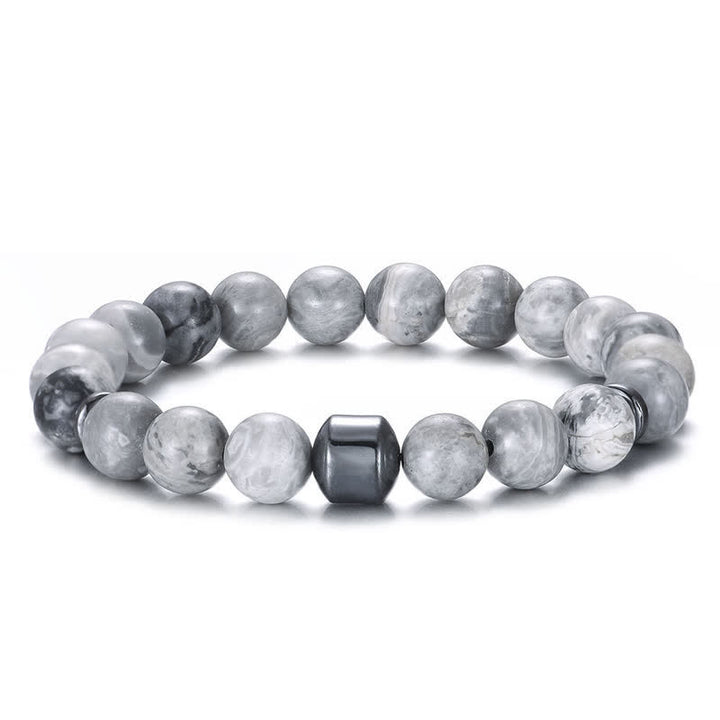 Olivenorma 8mm Natural Stone Magnet Beaded Bracelet - Grey Jasper - image 30