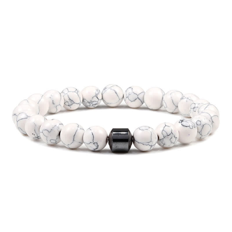 Olivenorma 8mm Natural Stone Magnet Beaded Bracelet - White Turquoise - image 37