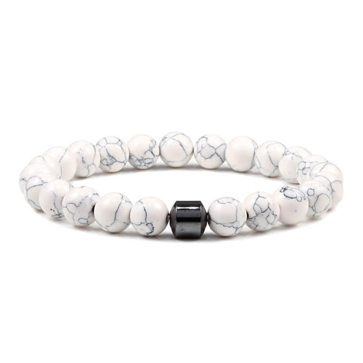 Olivenorma 8mm Natural Stone Magnet Beaded Bracelet - White Turquoise - image 37