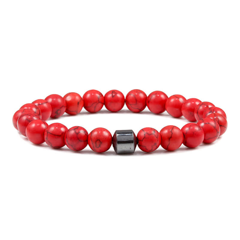 Olivenorma 8mm Natural Stone Magnet Beaded Bracelet - Red Turquoise - image 40