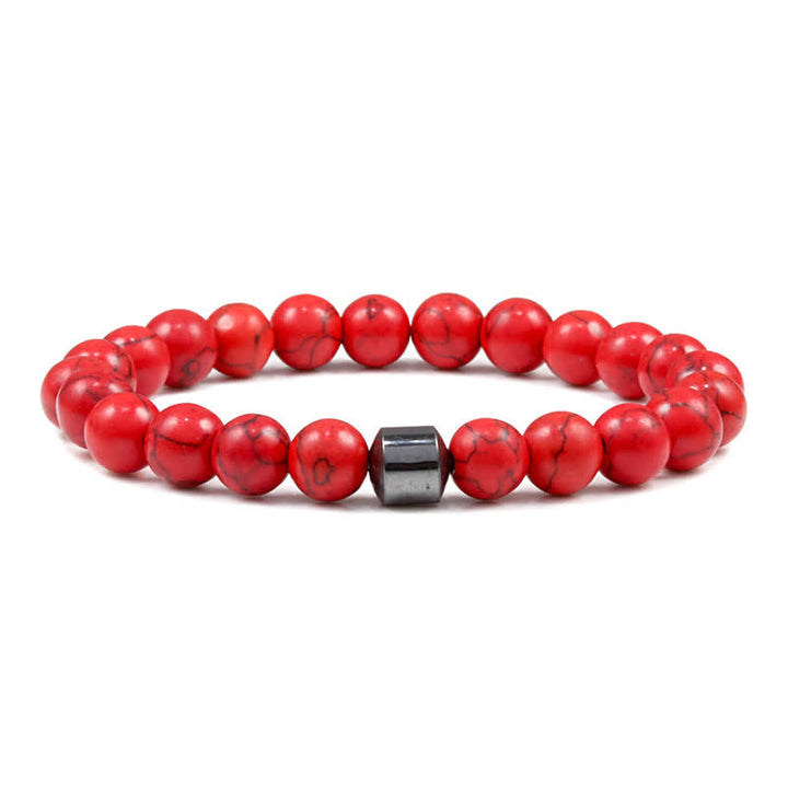 Olivenorma 8mm Natural Stone Magnet Beaded Bracelet - Red Turquoise - image 40