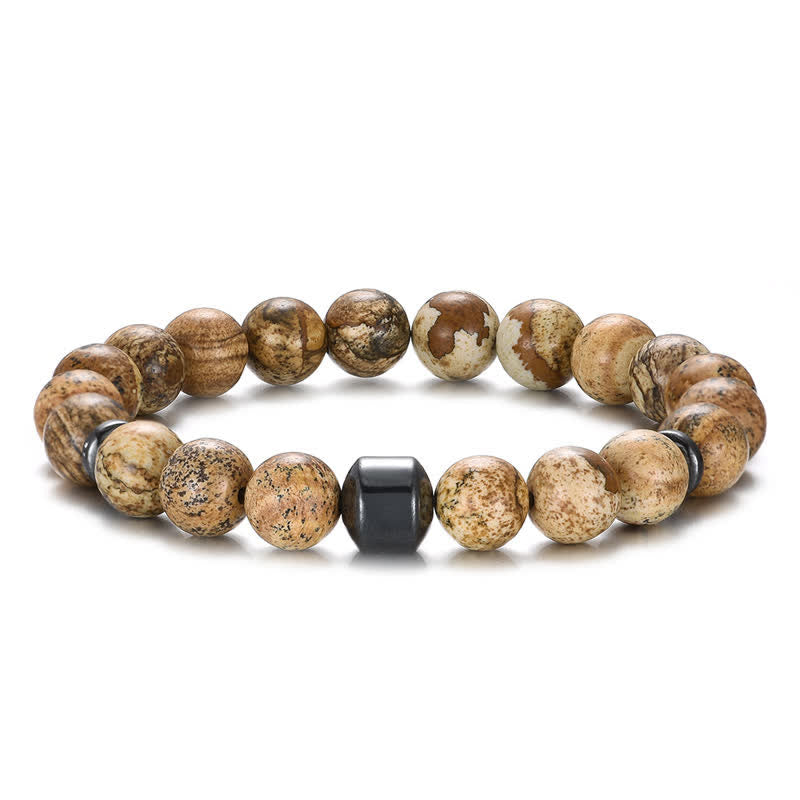 Olivenorma 8mm Natural Stone Magnet Beaded Bracelet - Picture Jasper - image 23