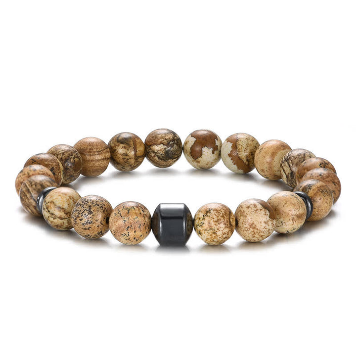 Olivenorma 8mm Natural Stone Magnet Beaded Bracelet - Picture Jasper - image 23