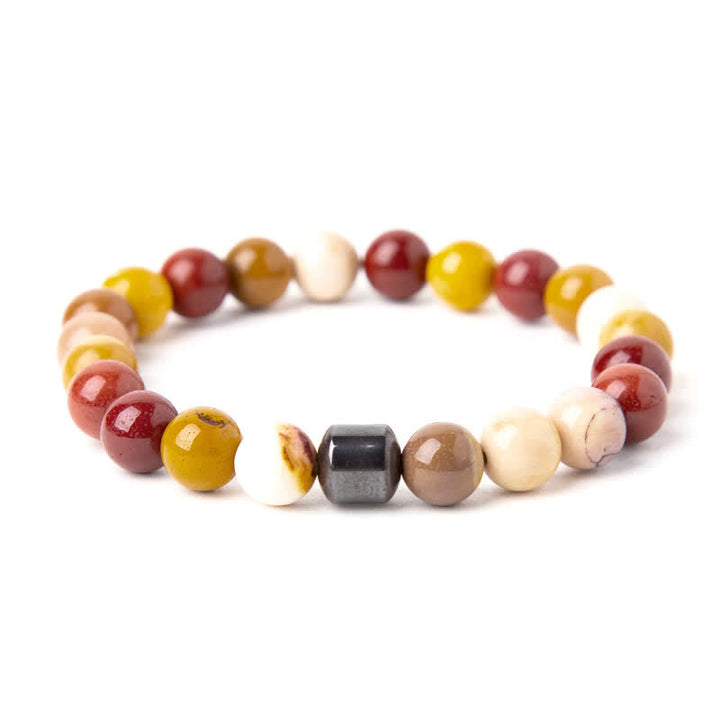 Olivenorma 8mm Natural Stone Magnet Beaded Bracelet - Mookaite - image 9