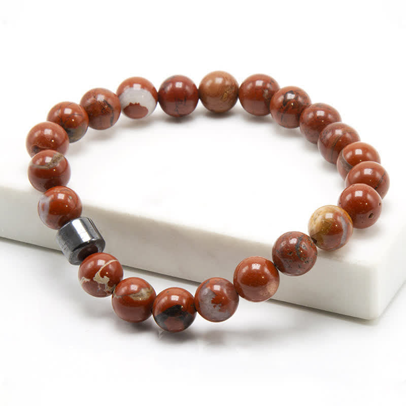 Olivenorma 8mm Natural Stone Magnet Beaded Bracelet