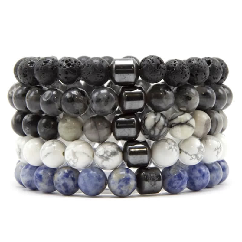 Olivenorma 8mm Natural Stone Magnet Beaded Bracelet