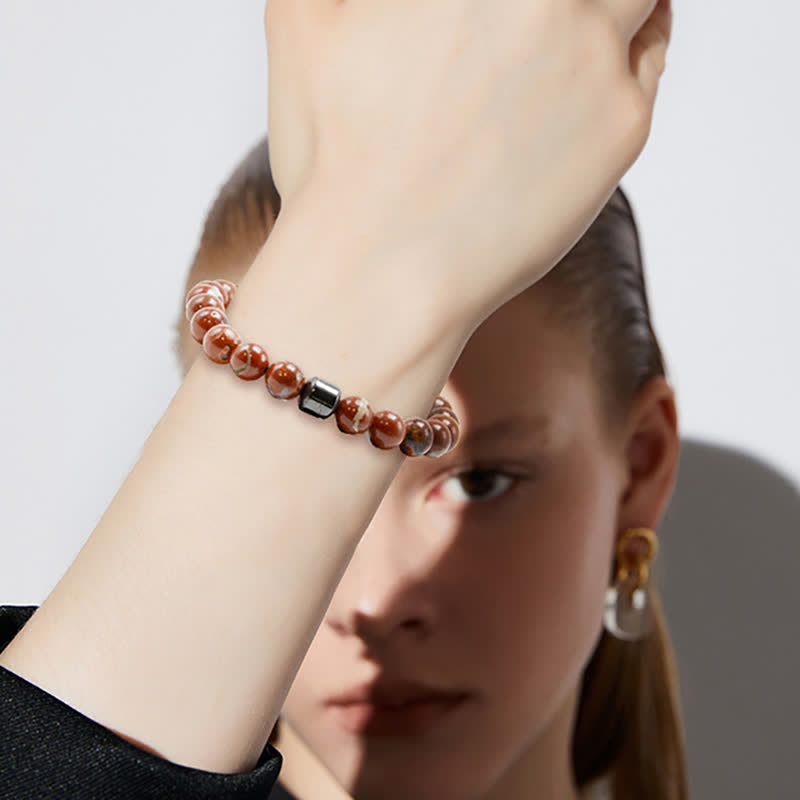 Olivenorma 8mm Natural Stone Magnet Beaded Bracelet - image 3