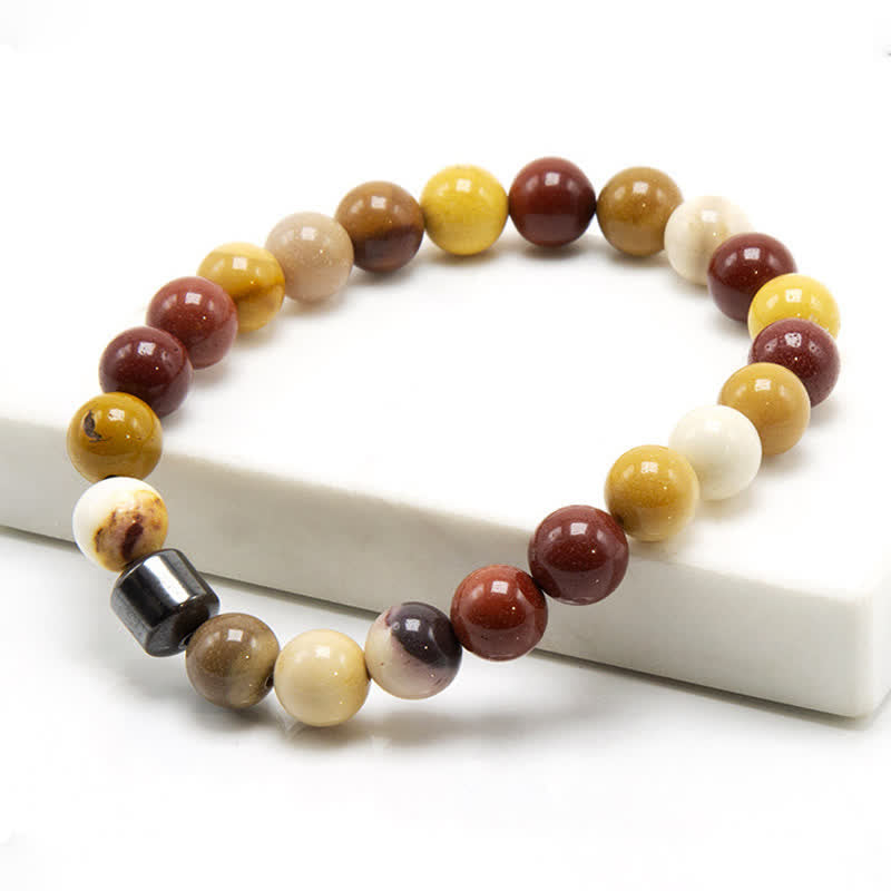 Olivenorma 8mm Natural Stone Magnet Beaded Bracelet