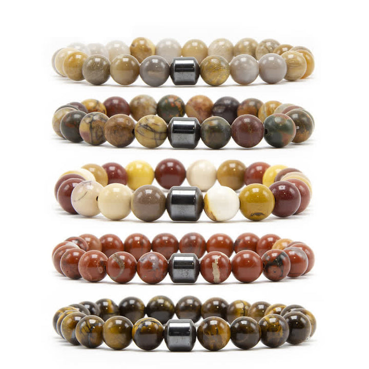 Olivenorma 8mm Natural Stone Magnet Beaded Bracelet