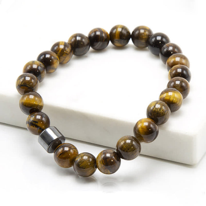 Olivenorma 8mm Natural Stone Magnet Beaded Bracelet