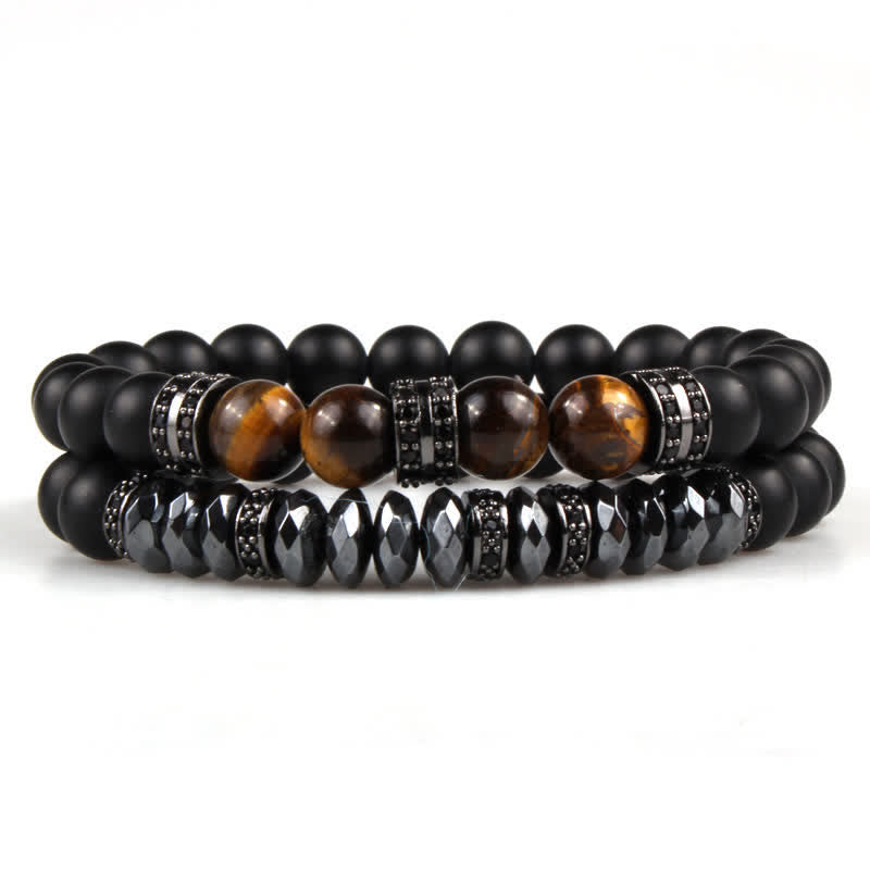 Olivenorma Black Onyx Hematite Tiger Eye Bracelet