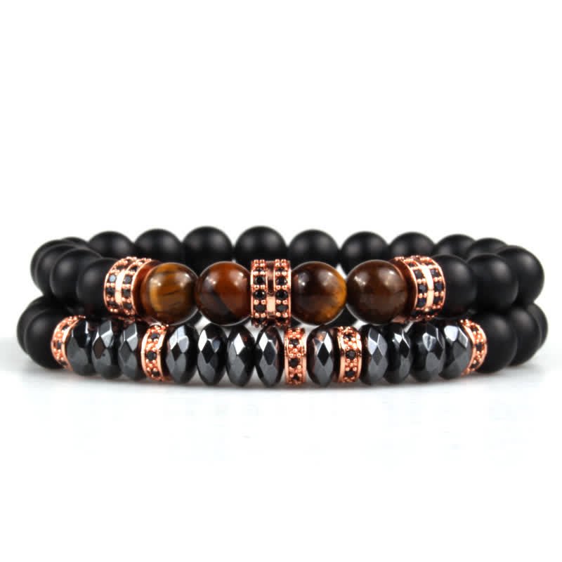 Olivenorma Black Onyx Hematite Tiger Eye Bracelet