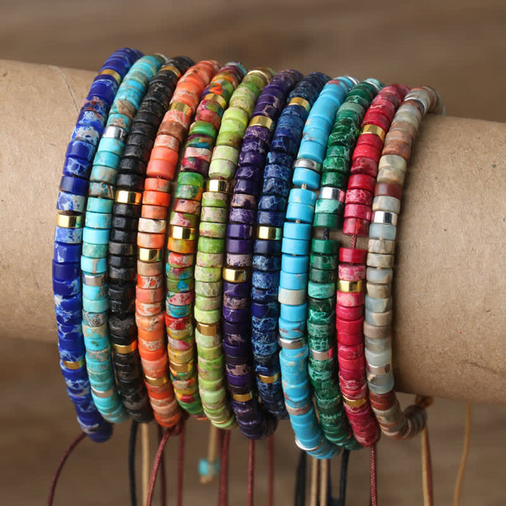 Olivenorma 2.4mm Natural Stone Roller Beads Braided Bracelet - image 0