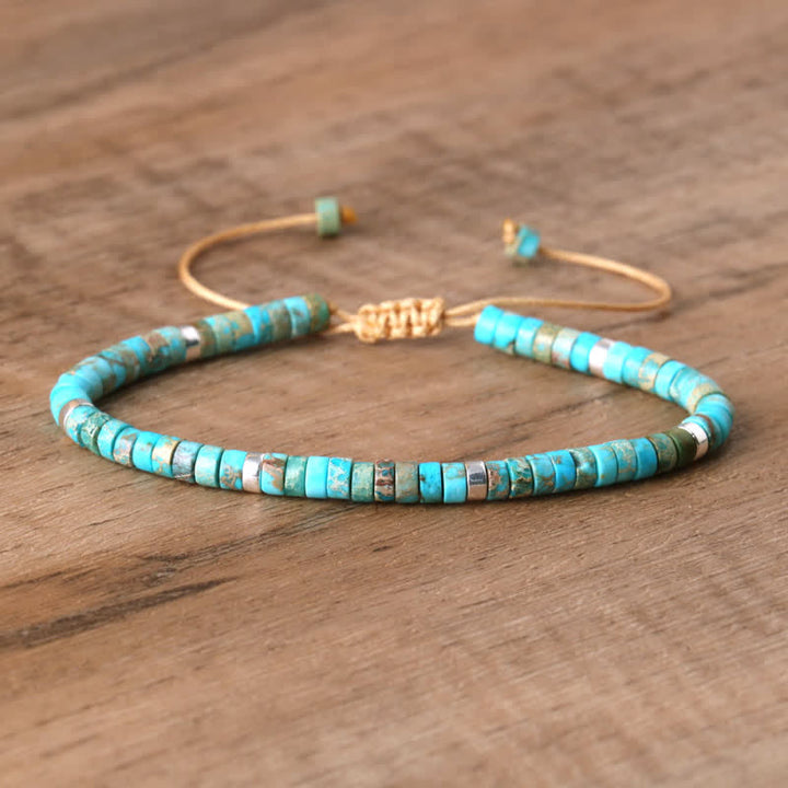 Olivenorma 2.4mm Natural Stone Roller Beads Braided Bracelet - Emperor Stone - image 2