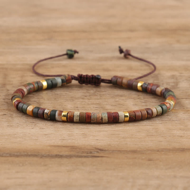 Olivenorma 2.4mm Natural Stone Roller Beads Braided Bracelet - Red Pine - image 3
