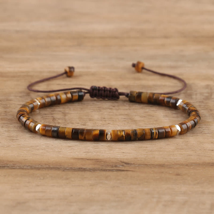 Olivenorma 2.4mm Natural Stone Roller Beads Braided Bracelet - Tiger Eye - image 5