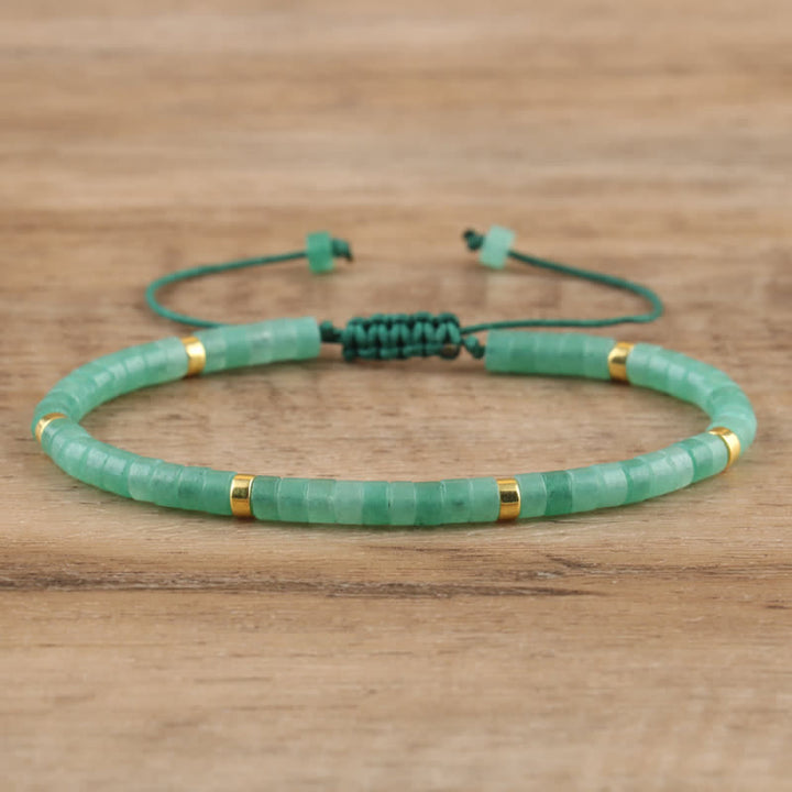 Olivenorma 2.4mm Natural Stone Roller Beads Braided Bracelet - Green Aventurine - image 6